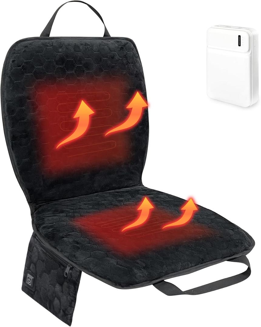 Portable Heated Seat Cushion,Foldable Heated Stadium Seat for Bleachers,Heated Seat Pad,USB Powered Heated Seats Great for Sports, Fishing, Camping (Black)