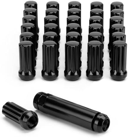 9/16-18 Lug Nuts for 1994-2011 Dodge Ram 2500 3500, 2002-2010 Ram 1500, 1988-1998 Ford F250 F350, 2004-2009 Durango, 32PCS 7 Spline Wheel Lug Nuts 9/16x18 Black with Socket Key for Aftermarket Wheels