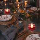 Tealight Candle Holder Set of 2, Red Glass Tealight Holder for Xmas Ornament, Snow Candle Holder Stand for Christmas Table Centerpieces Decoration, Red