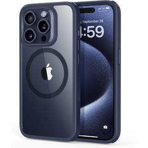 ESR for iPhone 15 Pro Max Case, Compatible with MagSafe, Military-Grade Protection, Yellowing & Scratch-Resistant Back, Magnetic Phone Case for iPhone 15 Pro Max, Classic Series, Clear Dark Blue | Magnetic Phone Case