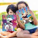 90shine 2PCS Sticker Books for Kids Boys Ages 4-8 Dinosaur Space Designs Party Gift Create 22 Pictures