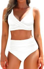 Yonique Women's Two Piece High Waisted Bikini Set Tummy Control Swimsuit Full Coverage Bathing Suit L