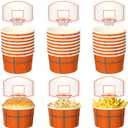 Sunnyray 24 Sets Basketball Hoop Snack Cups with Cards 8 oz Disposable Paper Basketball Party Cups Sports Balls Treat Food Bowls for Balls Birthday Party Favors Decorations Supplies