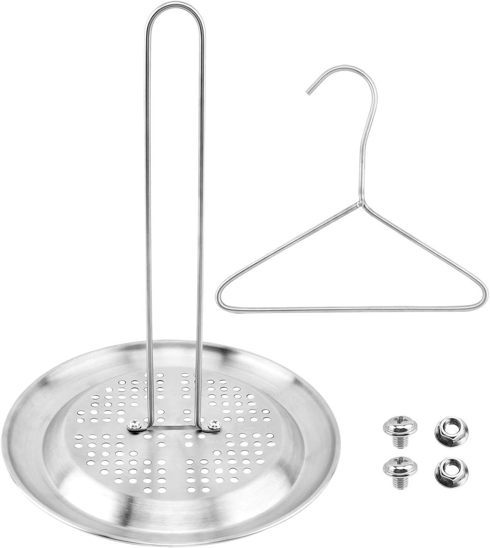 Balana Turkey Frying Rack and Hanger Set, Stainless Steel Vertical Chicken Roaster Stand Rack, Heavy Duty Aluminum Roasting Drip Pan, Poultry Chicken Holder Accessories for Deep Fryer