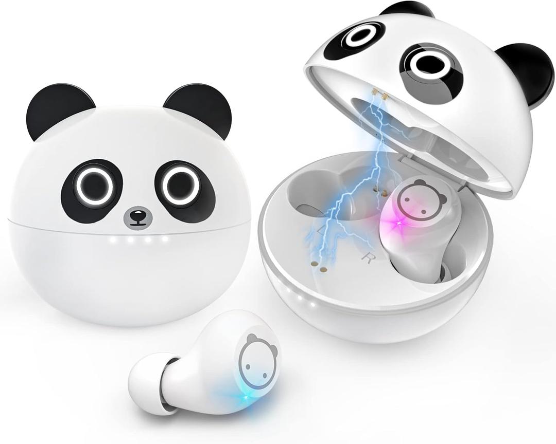 Kids Wireless Earbuds, Bluetooth 5.0 with Microphone Noise Reduction and Panda Charging Case,Cute Headphone 36H Playtime IPX5 Waterproof Touch Control,HiFi Stereo Earphone for tv/pad/Phone.