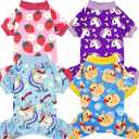 XPUDAC 4 Pieces Dog Pajamas for Small Dogs Pjs Clothes Puppy Onesies Outfits for Doggie Christmas Shirts Sleeper for Pet (XX-Large(Chest-22.8"))