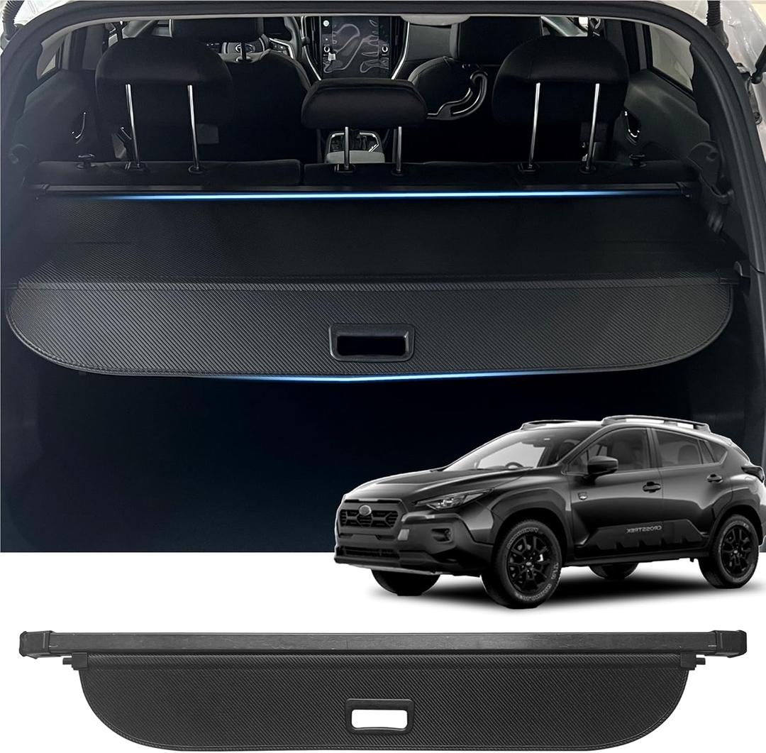 Retractable Cargo Cover for 2026 2025 2024 Subaru Crosstrek, Rear Trunk Cover Compatible with Subaru Crosstrek 2024-2026 Security Shielding Shade No Gap Car Accessory Black, Carbon Fiber