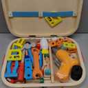 59Pcs Kids Tool Set Toy for Boys - Montessori STEM Wooden Play Tool Box Kit with Electric Drill with 2 Types Bits - Educational Christmas Birthday Gifts for Boys Toddlers Kids Age 3 4 5 6 Years Old