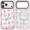 Bouvardia for iPhone 17 Pro Case, Compatible with Magsafe, Cute Girly Design for Women, Shockproof & Aesthetic, Bows & Flowers - Tulips