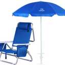 Nice C Blue Backpack Beach Chair with Cooler and Umbrella, 5 Position Reclining Beach Chair for Adults, with Cup Holder, Canopy Shade, Cooler Bag, for Outdoor, Camping, Travel, Picnic (Pack of 1)