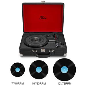 Vinyl Stereo Blue Record Player 3 Speed Portable Turntable Suitcase Built in 2 Speakers RCA Line Out AUX Headphone Jack PC Recorder