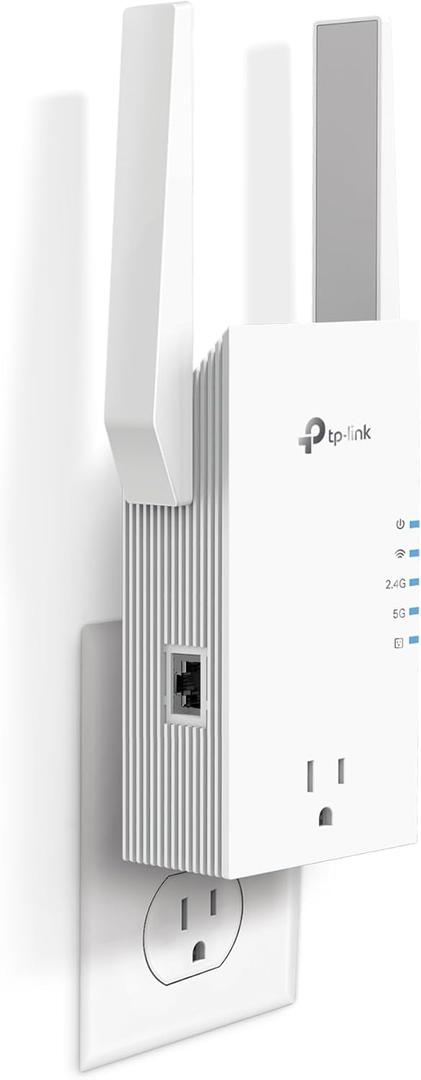 TP-Link RE765X AX3000 WiFi 6 Range Extender w/Smart Plug Integrated Passthrough | Dual-Band Wireless Repeater w/Ethernet Port | Up to 2400 Sq. Ft., 64 Devices | EasyMesh Compatible | App Setup