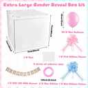 28in Giant Gender Reveal Gift Box with 40 Pcs Pink Balloons for Girls | All-in-One Kit, 2 Pull Bows,1 Banner, 3 Ribbons, Surprise box for Baby Shower He or She Open to See Party Decor