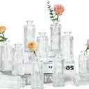 12PCS Mini Bud Vases As Vertical Wedding Centerpieces for Tables,Clear Bud Vases for Flowers,Small Flower Vases Suitable for Birthday Party,Anniversary,Wedding,Baby Shower (Clear-5.2in)