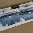 2 light bathroom vanity light gold brass wall sconce with Blue Flower Glass Shade mid century wall light vintage wall sconce art deco Bathroom Lights Over Mirror for Bedroom Hallway Living Room