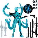 Already Assembled T13 Action Figure Accessories,T13 Multi-Jointed Movable,for Collectors Desktop Decorations t-13 Movability 3D Printed Toys (Blue Noctilucent Blue, 7.2 Inch)