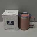 SUNWILL Travel Coffee Mug with Lid, Insulated Tumbler with Handle, 14 oz Stainless Steel Cup for Ice, Water, Tea, Rose Gold