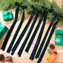 2 x 6 Pcs 24 Inches Large Dark Green Velvet Christmas Bows Door Garland Decor Holiday for Christmas Swag Ornaments Staircase Wreath Rustic Vintage Decoration Outdoor