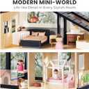 Tiny Land Doll House, Modern Family Dollhouse with Realistic Design, Wooden Dollhouse with 53Pcs Furniture - Ideal Gift for Kids Ages 3+, One Size