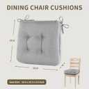 Dining Chair Cushions Set of 2, Double-Layer Memory Foam Kitchen Seat Cushions, Non-Slip Thickened Chairs Pads with Ties, 16.5"x16.5"x 3.5", Grey