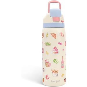 Picnic Stainless Steel Water Bottle, Vacuum Insulated, Push-Button Lid, 32 oz, Gifts for Women Girls Friends Teens Birthday Christmas