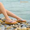 Ampeo Women's Arch Support Flip Flops Comfortable Casual Summer Beach Thong Sandals (10, Floral Green)