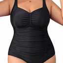 Daci Women Plus Size One Piece Swimsuits - Tummy Control Retro Ruched Bathing Suits Vintage Swimwear, Size 16W