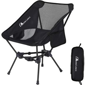 MOON LENCE Portable Camping Chair Backpacking Chair - The 4th Generation Ultralight Folding Chair - Compact, Lightweight Foldable Chairs for Hiking Mountaineering, Beach (Black-below 180 Lbs for Comfort Use)