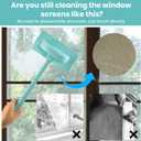 Window Screen Cleaner & Track Cleaning Kit – Mesh Screen Cleaning Brush + 3 Groove Brushes & 6 Replacement Cleaning Cloths – 14.8″ Detachable Long-Reach Handle, Wet & Dry Dual-Use