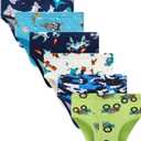Boboking Little Boys Briefs Dinosaur Truck Toddler Kids Underwear (Pack of 6) 7/ 8Y