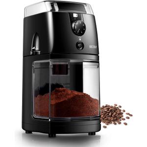 Secura Electric Burr Coffee Grinder Mill, Adjustable Cup Size, 17 Fine to Coarse Grind Size Settings for Drip, Percolator, French Press and Turkish Coffee Makers, Black,12 cups