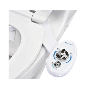Brondell Bidet Left Hand Bidet Attachment SouthSpa Dual Nozzle - control panel on left side - Dual Positionable Nozzles for front and rear wash, LH-12