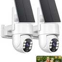 Gianteye 5G&2.4GHz Security Cameras Wireless Outdoor, 2K Cameras for Home Security, Solar & Battery Powered Security Camera Outdoor, Color Night Vision, PZT Human Detection, 2 Packs