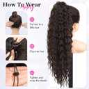 Isaic Brown Drawstring Ponytail Extensions for Women, 26Inch Synthetic Long Curly Wavy Ponytail Gorgeous Pony Tails Hair Extensions for Daily Use(Dark Brown)