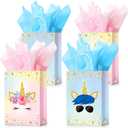 Sherr 30 Pcs Unicorn Party Favor Bags with Handles Tissue Paper Candy Treat Gift Goodie Bags Unicorn Party Supplies for Kids Girls Boys Birthday Decorations