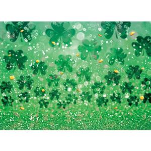 HQM 7x5ft Spring Bokeh Sequins Lucky Green Shamrock Photography Background Happy St. Patrick's Day Backdrop for Children Family Irish Festival Celebration Party Decor Banner Supplies