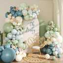 Dusty Blue Sage Green Balloon Arch Kit, 124Pcs Dusty Light Macaron Blue Sage Green and Sand White Pastel Balloons Garland Arch Kit for Birthday Baby Shower Wedding Boho Bridal Shower Party Decorations