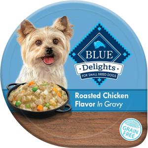 Blue Buffalo Delights Small Breed Natural Wet Dog Food, Rotisserie Chicken Flavor in Gravy, 3.5-oz Cups, 12 Count (EXP 12/04/27)