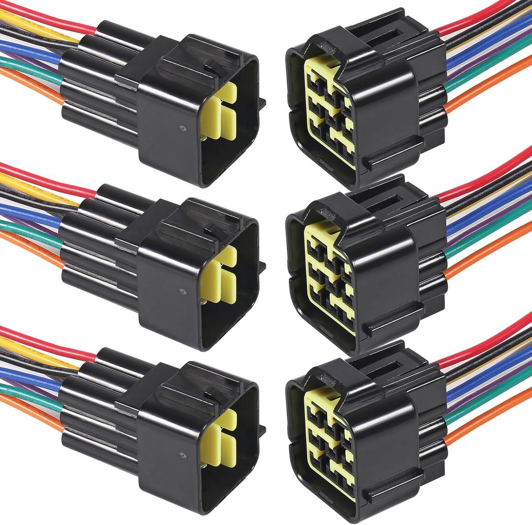 AITRIP 3Kits 9Pin Connector Waterproof Connector,Male and Female Way 16 AWG Wire Suitable for car Truck, Boat and Other Wire Connection