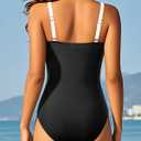 Aqua Eve One Piece Bathing Suit for Women Tummy Control Swimsuit Slimming Vintage Swimwear (Black, M)