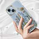 luolnh Compatible with iPhone 15 Case,for Women Girls,Shockproof Clear Floral Pattern Hard Back Cover for iPhone 15 6.1" 2023 -Barley Flower