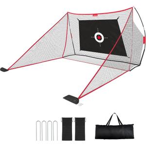 10x7ft Golf Hitting Net with Built in Side Barriers, Heavy Duty Practice Net for Driving Swing Chipping Home Simulator Training, Portable Training Aid with Carry Bag