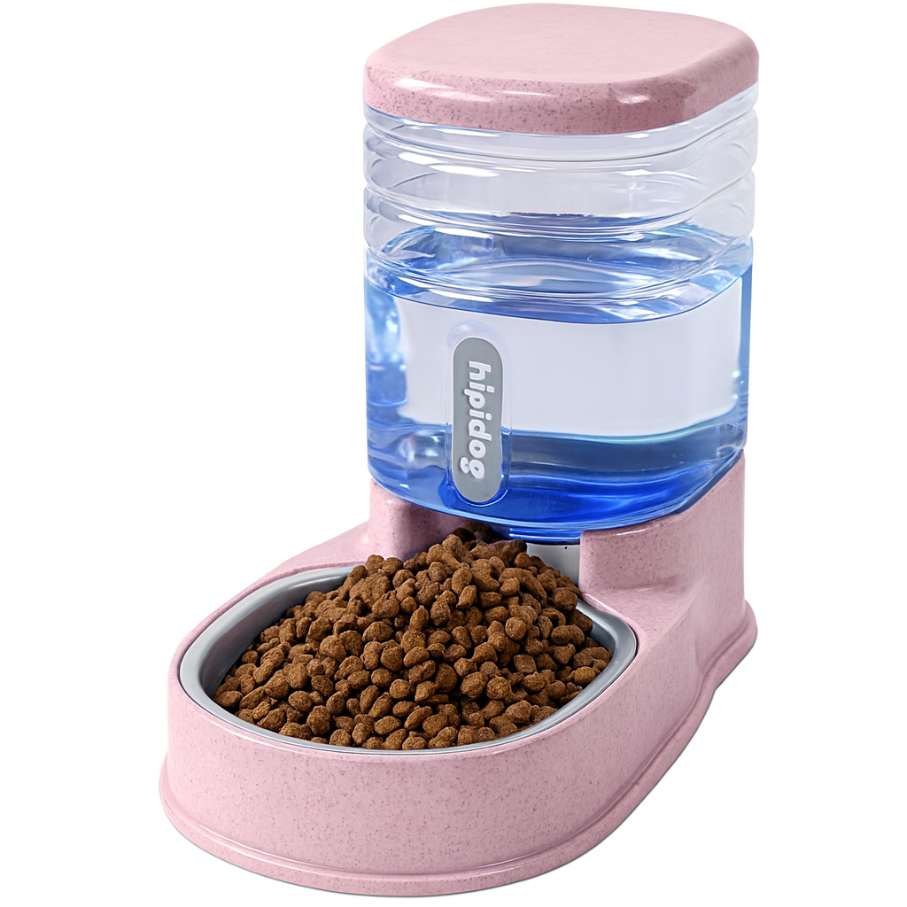 Stainless Steel Automatic Pet Feeder for Small&Medium Pets Automatic Food Feeder and Waterer Stainless Steel Bowl, Travel Supply Feeder and Water Dispenser for Dogs Cats Pets Animals 1 Pack