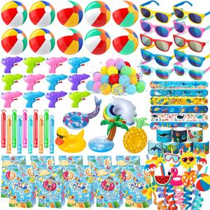 Pool Party Favors, 85 PCS Beach Party Favors Party Bag Stuffers for Kids, and More for summer party favors, luau party favors, Birthday Party Supplies