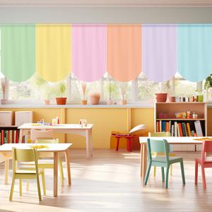 6 Pcs School Classroom Curtains Back to Classroom Colorful Curtains for Kindergarten Daycare Primary Bedroom Playroom Room Decor(Pastel)