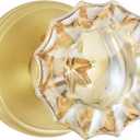 Champagne Glass Door Knobs,Privacy Crystal Door Knobs Interior Satin Brass/Brushed Gold Door Knob with Lock