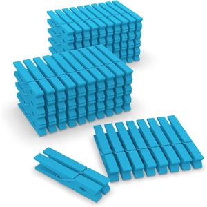 100 Pack Clothes Pins Wooden, 2.9 Inch Colored Clothespins Wood, Close Pins for Crafts Decorations Classroom Hanging Pictures, Wood Clips for Clothes Outdoors, Blue