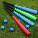 Wettarn 4 Pcs Foam Baseball Bat Foam Bat with Safe Soft Baseballs T Ball Set for Outdoor Indoor Sport Game Beginners Practice Playing Training, 24 Inch