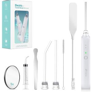 Tonsil Stone Remover with 5X Magnifying Glass Tonsil Stone Removal Kit 3 Suction Modes LED Light Bad Breath Water Flosser