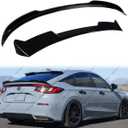 2pcs Rear Spoiler and Roof Top Spoiler Compatible with 2022-2025 Honda Civic Hatchback, JDM Duckbill Fit for 4-Door, Trunk Exterior High Kick Tail Deck Lid Wing Lip (Glossy Black)